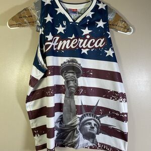 USA Drinking Team Jersey Mens Tank Top Size 3XL America Stars Stripes Liberty